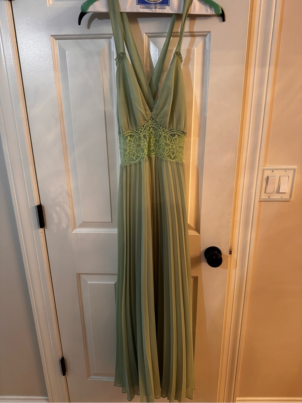 ASOS Sage Green Lace-Trim Maxi Dress
